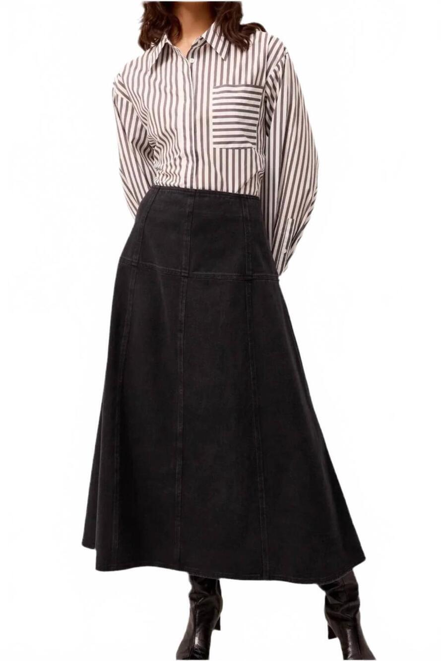 NEW MARIE OLIVER yuko maxi skirt in pavement